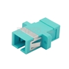 Picture of SC/UPC to SC/UPC 10G Simplex OM3 Multimode Plastic Fiber Optic Adapter/Mating Sleeve with Flange, Aqua