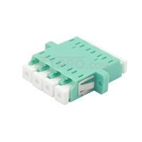 LC/UPC to LC/UPC 10G Quad OM3 Multimode Plastic Fiber Adapter/Mating Sleeve with Flange, Aqua