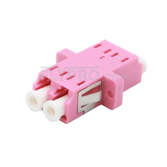 Picture of LC/UPC to LC/UPC 10G Duplex OM4 Multimode SC Footprint Plastic Fiber Optic Adapter/Mating Sleeve with Flange, Violet