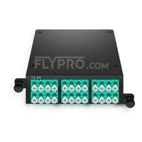 FHD MTP Fanout Kassette, 2x MTP-12 auf 12x LC Duplex, Polarität A, 24 Fasern, OM4 Multimode